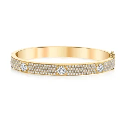 Cheap PAVE OVAL BRACELET WITH THREE ROUND DIAMONDS Bangles