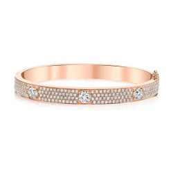 Cheap PAVE OVAL BRACELET WITH THREE ROUND DIAMONDS Bangles