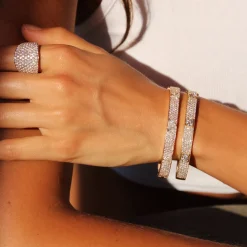 Cheap PAVE OVAL BRACELET WITH THREE ROUND DIAMONDS Bangles