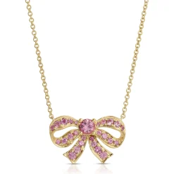 Clearance PINK SAPPHIRE BOW NECKLACE Pendants