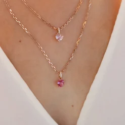 Shop PINK SAPPHIRE HEART PENDANT WITH DIAMOND BALE One Of A Kind