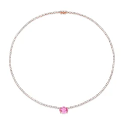 Discount PINK SAPPHIRE OVAL DIAMOND HEPBURN NECKLACE One Of A Kind