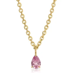 Store PINK SAPPHIRE PEAR PENDANT ON ROLO CHAIN Pendants