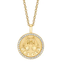 Cheap PISCES ZODIAC COIN PENDANT WITH DIAMOND FRAME Pendants|Zodiac Coins