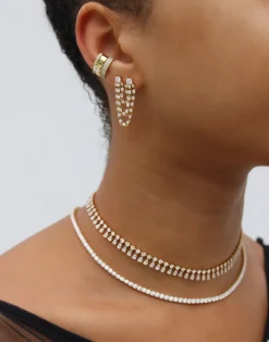 Cheap ROUND AND PEAR DIAMOND SHAKER NECKLACE Chokers