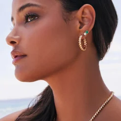 Best Sale ROUND EMERALD AND DIAMOND STUDS One Of A Kind