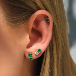 Best Sale ROUND EMERALD AND DIAMOND STUDS One Of A Kind