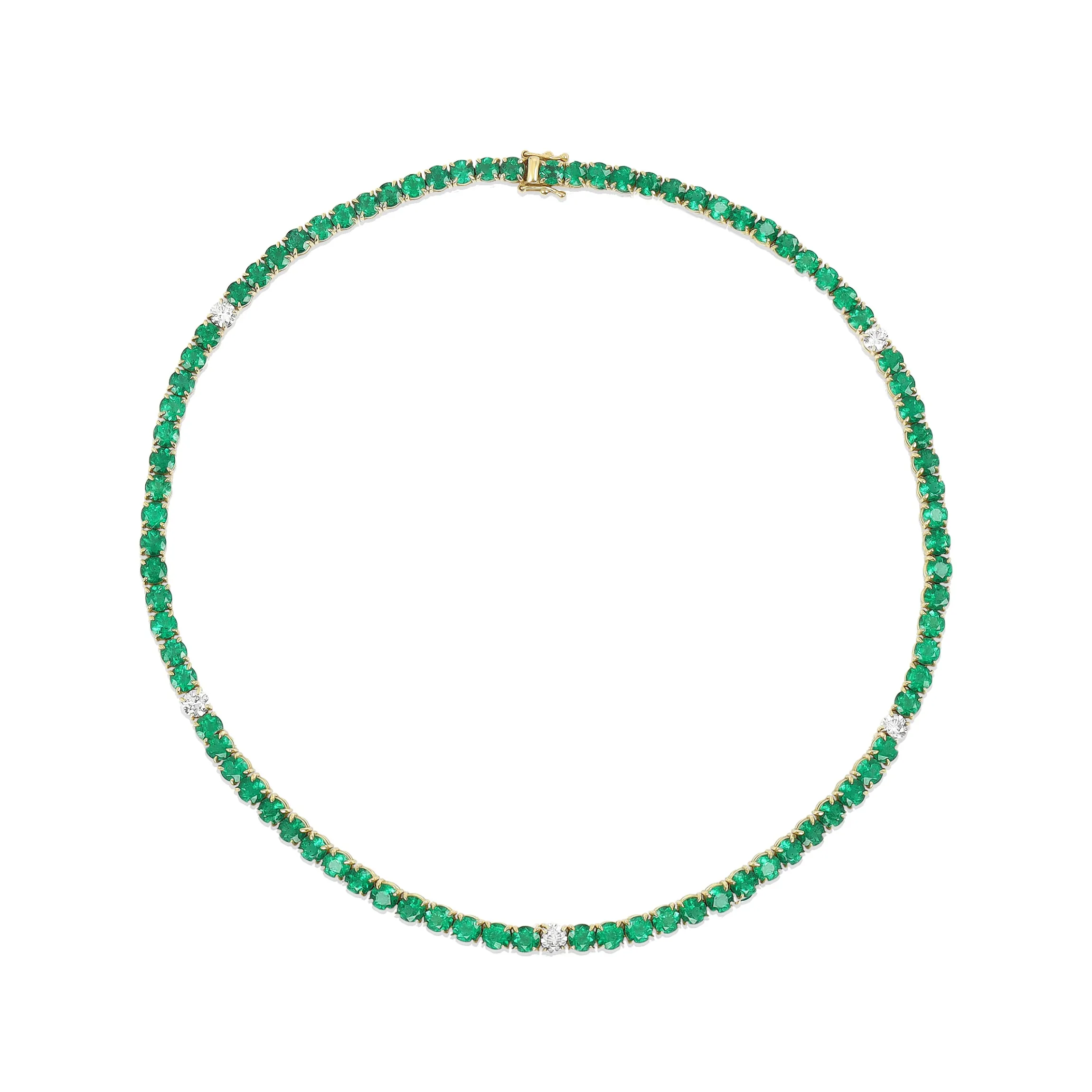 Cheap ROUND EMERALD AND DIAMONDS CHOKER One Of A Kind