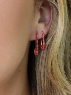 Cheap RUBY SAFETY PIN EARRING Safety Pins & Clips