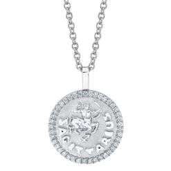 Fashion SAGITTARIUS ZODIAC COIN PENDANT WITH DIAMOND FRAME Pendants|Zodiac Coins