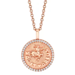Fashion SAGITTARIUS ZODIAC COIN PENDANT WITH DIAMOND FRAME Pendants|Zodiac Coins