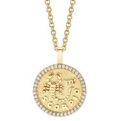 Outlet SCORPIO ZODIAC COIN PENDANT WITH DIAMOND FRAME Pendants|Zodiac Coins