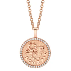 Outlet SCORPIO ZODIAC COIN PENDANT WITH DIAMOND FRAME Pendants|Zodiac Coins