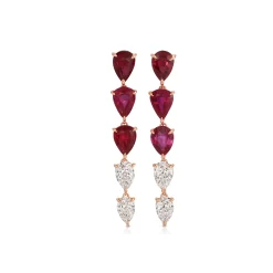 Discount SHORT RUBY AND DIAMOND PEAR DROP EARRINGS One Of A Kind