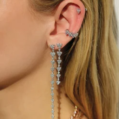 Shop SHORT TRIANGLE ETERNITY DIAMOND DROP EARRINGS Long