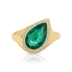 Cheap SIDEWAYS COLOMBIAN PEAR EMERALD AND PAVE DIAMOND RING One Of A Kind