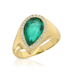 Cheap SIDEWAYS COLOMBIAN PEAR EMERALD AND PAVE DIAMOND RING One Of A Kind