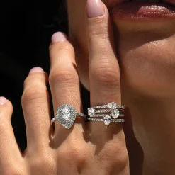 Store SIDEWAYS PEAR DIAMOND PAVE RING Stacking