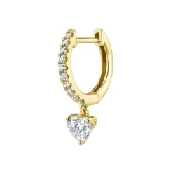 Flash Sale SINGLE DIAMOND HUGGIE WITH DIAMOND HEART DROP Huggies