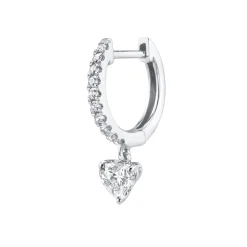 Flash Sale SINGLE DIAMOND HUGGIE WITH DIAMOND HEART DROP Huggies