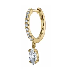 Outlet SINGLE DIAMOND HUGGIE WITH MARQUISE DIAMOND DROP Huggies