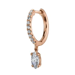 Outlet SINGLE DIAMOND HUGGIE WITH MARQUISE DIAMOND DROP Huggies