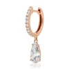 Store SINGLE DIAMOND HUGGIE WITH OLD MINE PEAR DIAMOND DROP Huggies