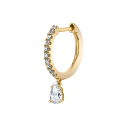 Outlet SINGLE DIAMOND HUGGIE WITH PEAR DIAMOND DROP Huggies