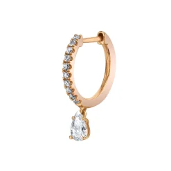 Outlet SINGLE DIAMOND HUGGIE WITH PEAR DIAMOND DROP Huggies
