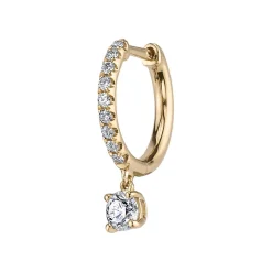 Hot SINGLE DIAMOND HUGGIE WITH ROUND DIAMOND DROP Huggies