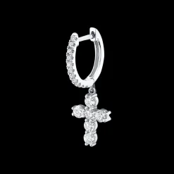 New SINGLE DIAMOND HUGGIE WITH DIAMOND CROSS Huggies