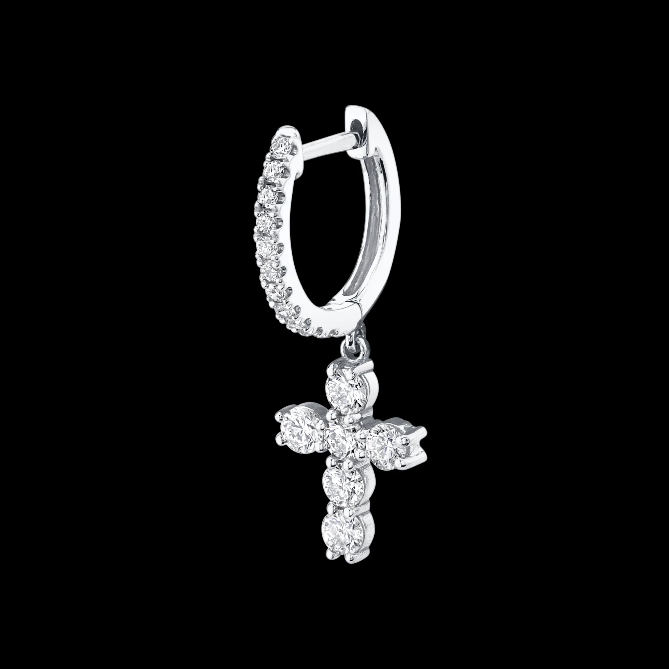 New SINGLE DIAMOND HUGGIE WITH DIAMOND CROSS Huggies