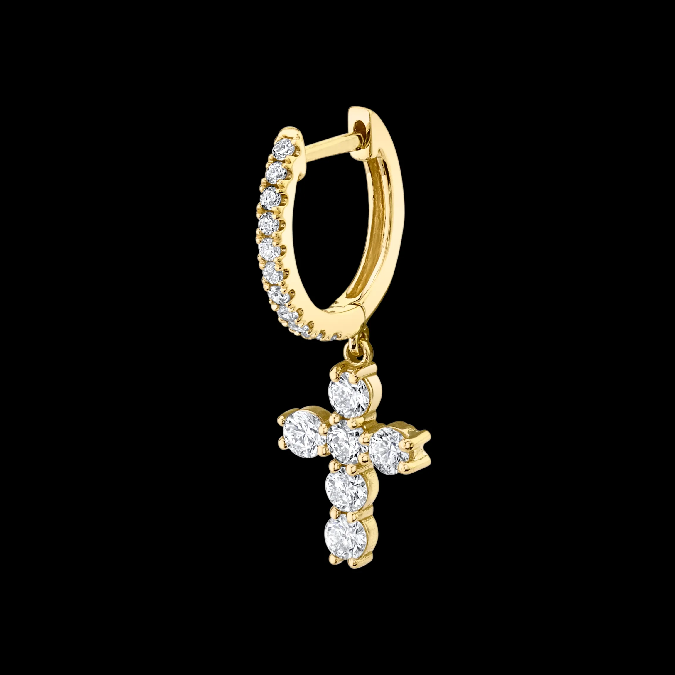 New SINGLE DIAMOND HUGGIE WITH DIAMOND CROSS Huggies