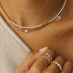 Fashion SINGLE DIAMOND INITIAL NECKLACE Diamond Initial
