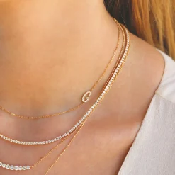 Fashion SINGLE DIAMOND INITIAL NECKLACE Diamond Initial