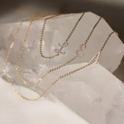 Fashion SINGLE DIAMOND INITIAL NECKLACE Diamond Initial