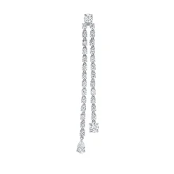 Clearance SINGLE DOUBLE DRAPED DIAMOND ROPE EARRING WITH ROUND AND PEAR DIAMOND DROPS Long