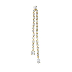 Clearance SINGLE DOUBLE DRAPED DIAMOND ROPE EARRING WITH ROUND AND PEAR DIAMOND DROPS Long