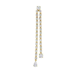Clearance SINGLE DOUBLE DRAPED DIAMOND ROPE EARRING WITH ROUND AND PEAR DIAMOND DROPS Long