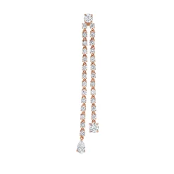 Clearance SINGLE DOUBLE DRAPED DIAMOND ROPE EARRING WITH ROUND AND PEAR DIAMOND DROPS Long