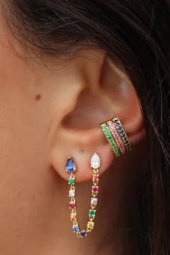 New SINGLE ROW BLUE SAPPHIRE EAR CUFF Ear Cuffs