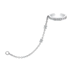 Store SINGLE ROW DIAMOND EAR CUFF WITH DIAMOND CHAIN Ear Cuffs
