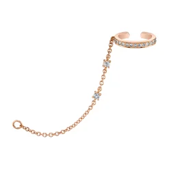 Store SINGLE ROW DIAMOND EAR CUFF WITH DIAMOND CHAIN Ear Cuffs