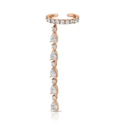 Clearance SINGLE ROW DIAMOND EAR CUFF WITH 5 PEAR AND ROUND DIAMOND DROPS Ear Cuffs