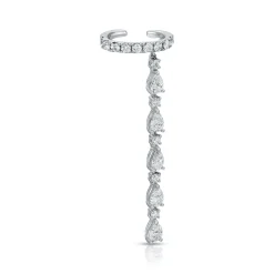 Clearance SINGLE ROW DIAMOND EAR CUFF WITH 5 PEAR AND ROUND DIAMOND DROPS Ear Cuffs