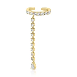 Store SINGLE ROW DIAMOND EAR CUFF WITH ROUND AND PEAR DIAMOND DROPS Ear Cuffs