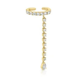 Store SINGLE ROW DIAMOND EAR CUFF WITH ROUND AND PEAR DIAMOND DROPS Ear Cuffs