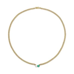 Hot SMALL CUBAN CHAIN CHOKER WITH ROUND EMERALD AND DIAMOND CENTER One Of A Kind