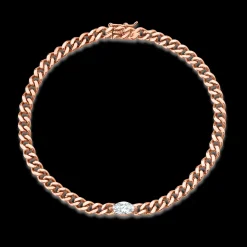 Online SMALL CUBAN LINK BRACELET WITH MARQUISE DIAMOND CENTER Chain Link