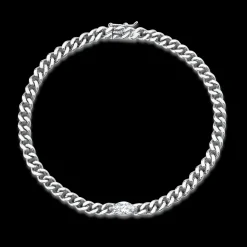 Online SMALL CUBAN LINK BRACELET WITH MARQUISE DIAMOND CENTER Chain Link